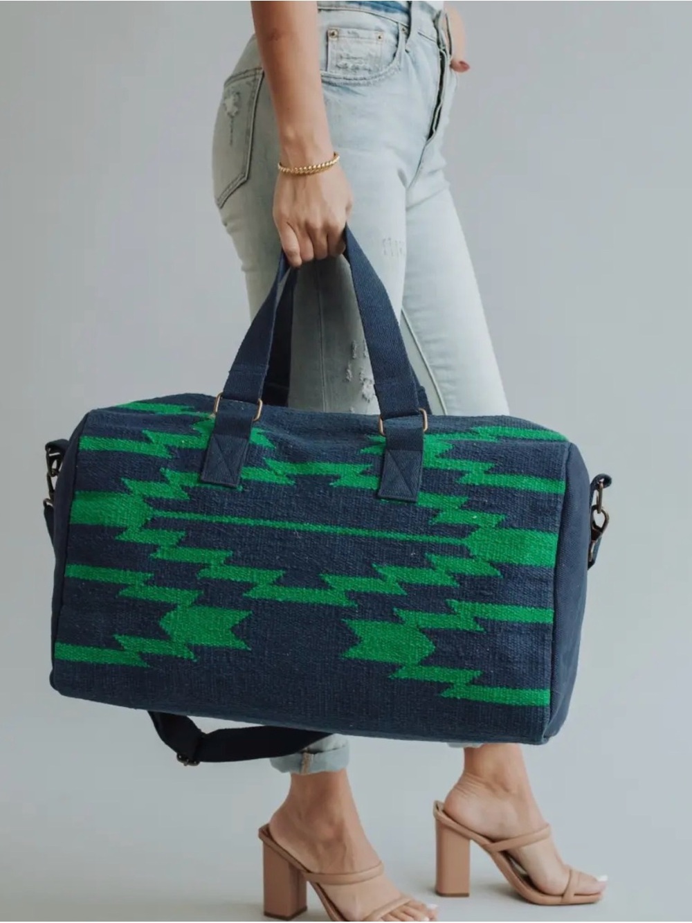 Panache Apparel Co. Navy & Green Aztec Duffel - Picture 4 of 4